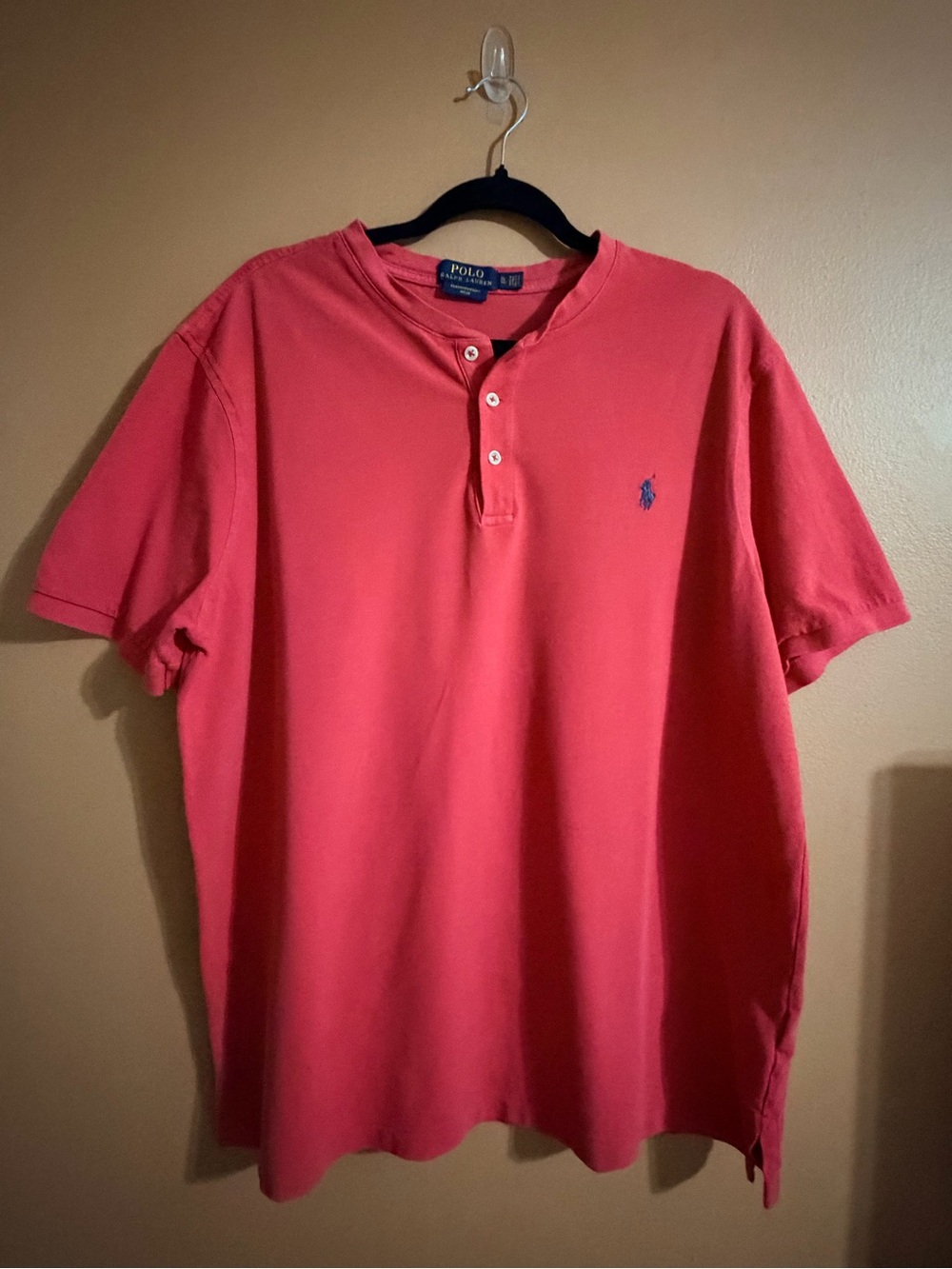 Ralph Lauren Coral Red Short Sleeve Henley Polo